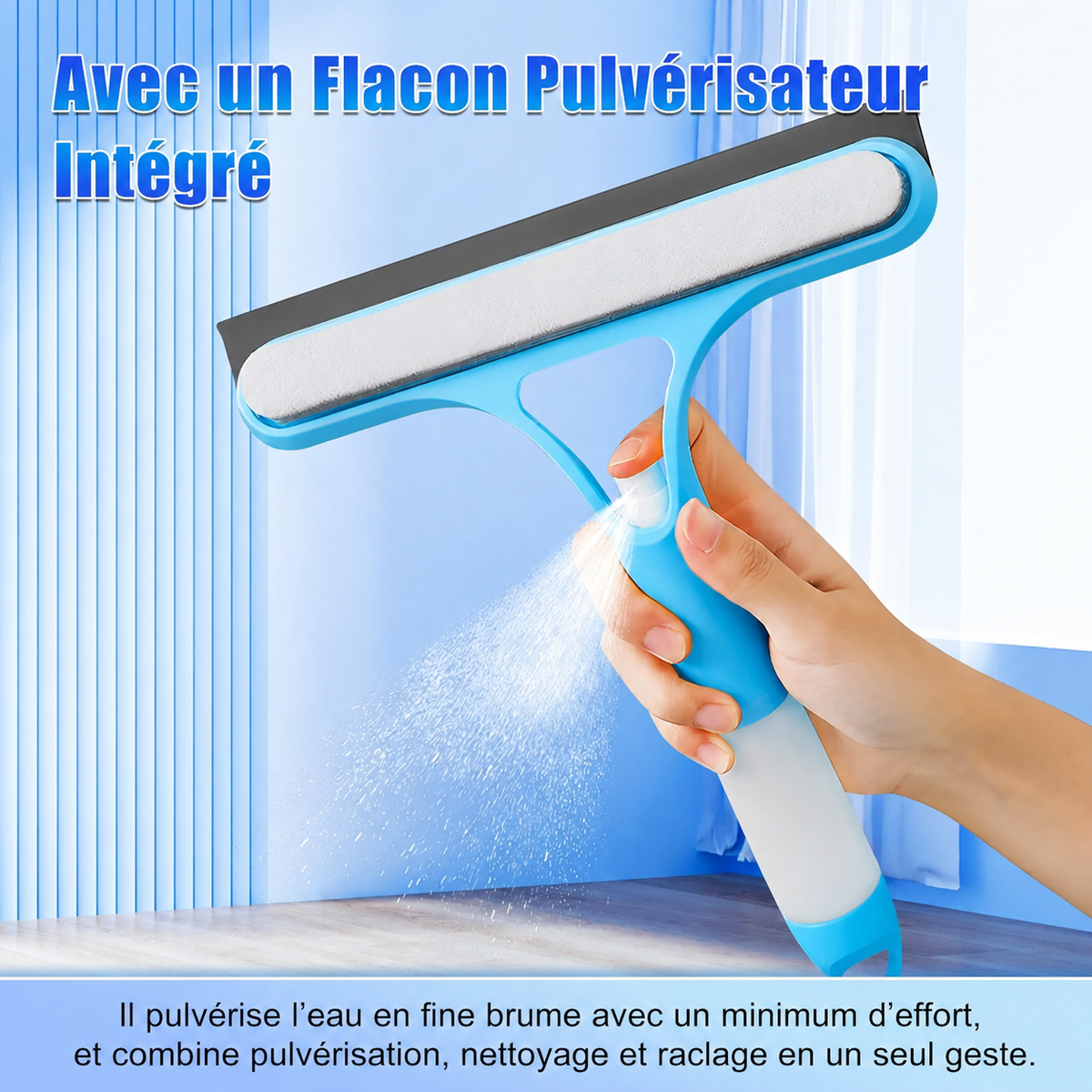 Nettoyeur de Vitres 3-en-1 avec Réservoir Vaporisateur Intégré – Sans Traces