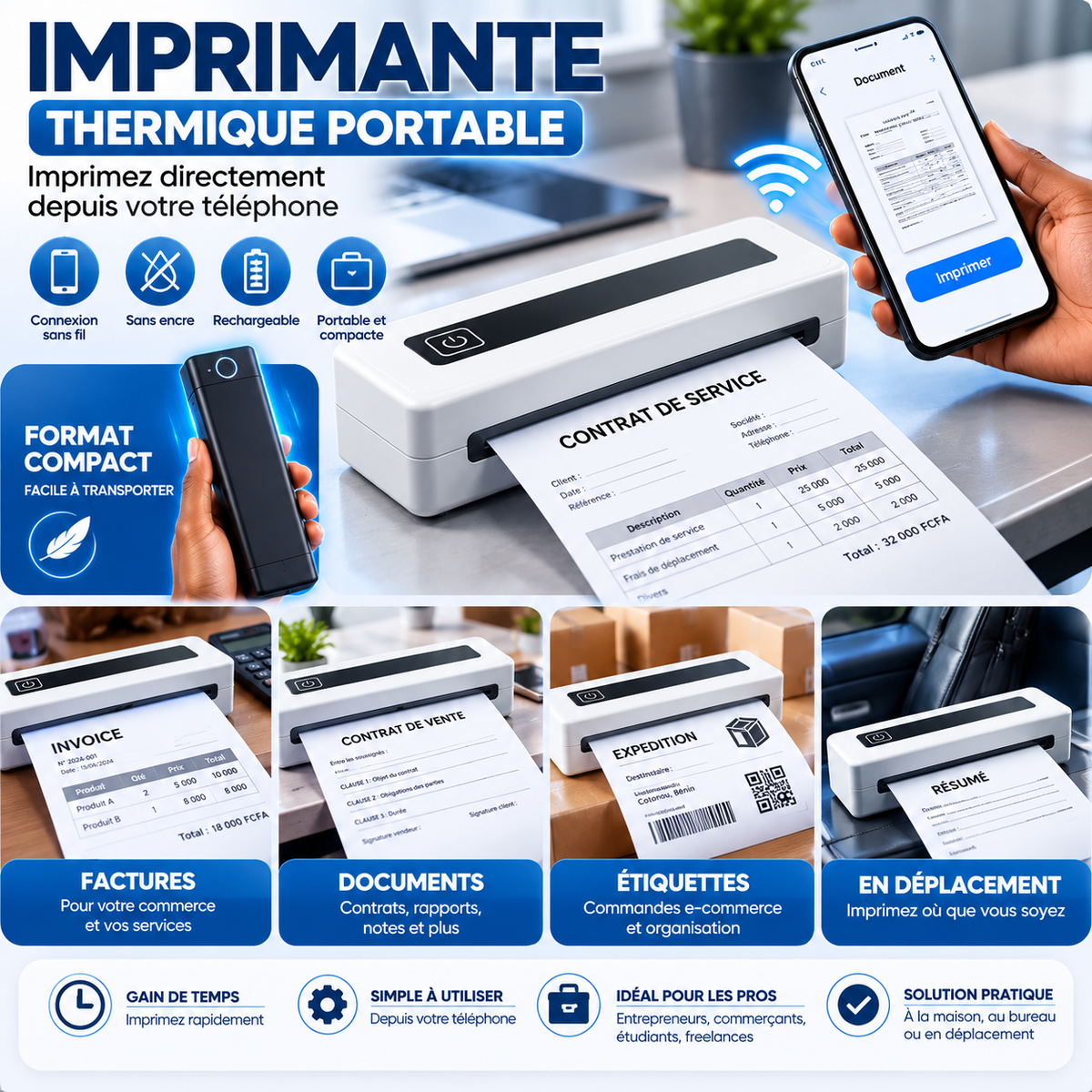 IMPRIMANTE THERMIQUE PORTABLE