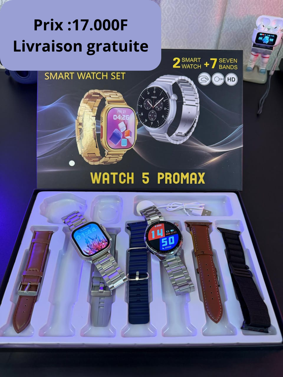 Pack 2 montres connectées Watch 5 Promax et 7 bracelets