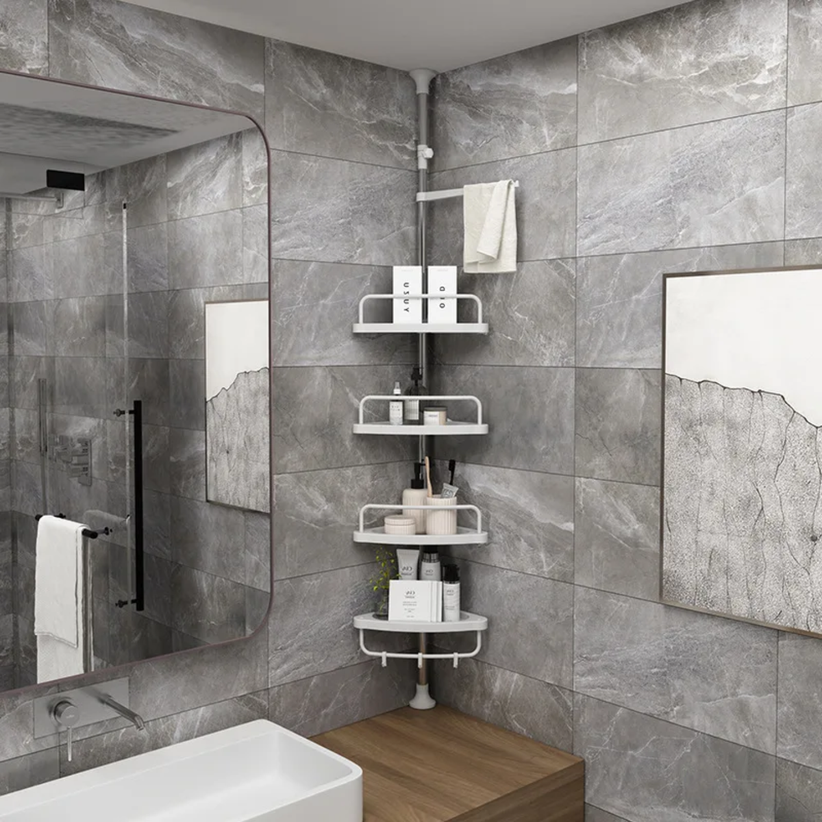 Étagère d'angle télescopique pour salle de bain – vue 3
