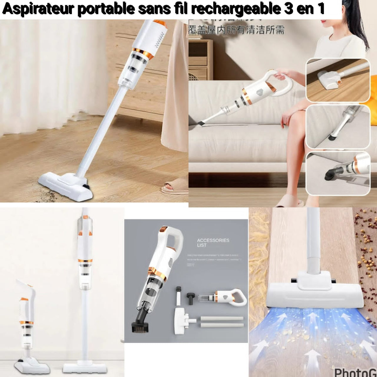 Aspirateur Portable Sans Fil Rechargeable 3 en 1