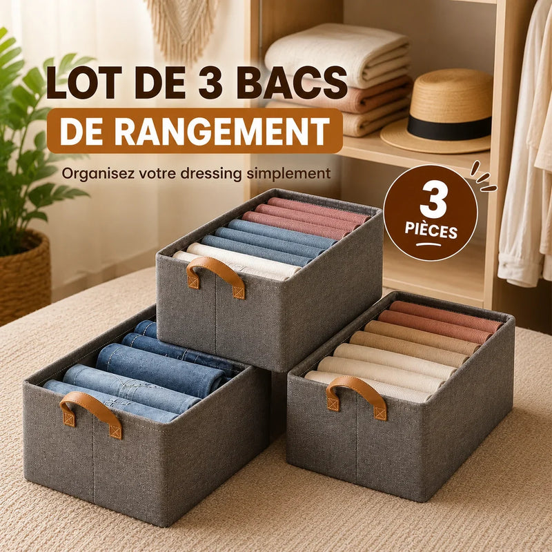 LOT DE 3 BACS DE RANGEMENTS