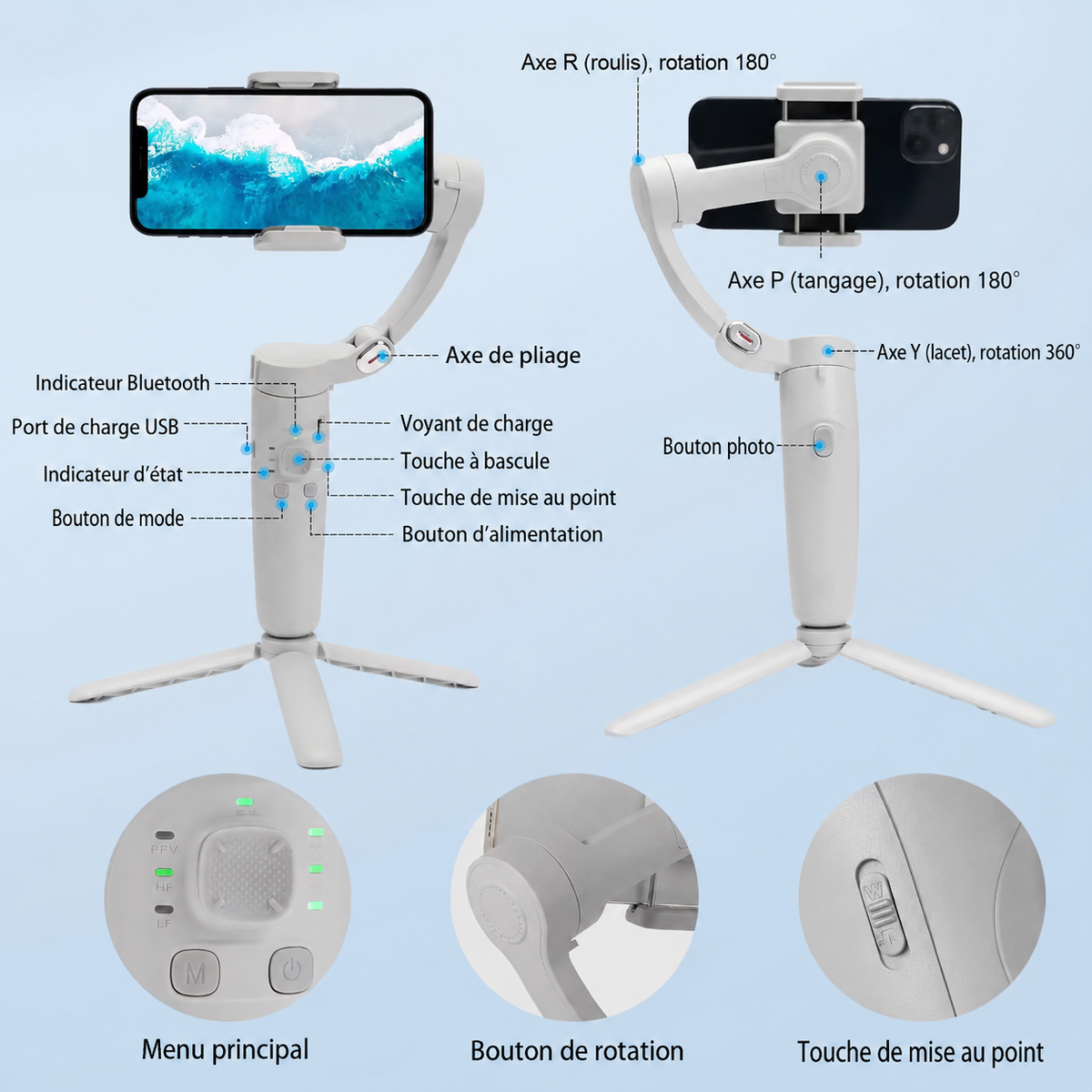 Stabilisateur smartphone 3 Axes portable