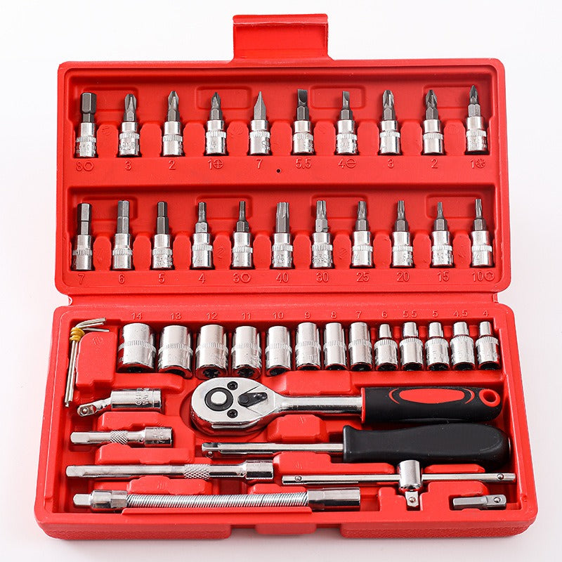 Coffret clé à cliquet et douilles 46 pièces
