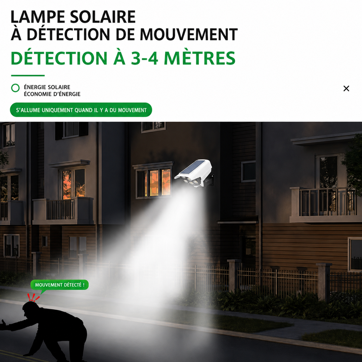 Lampe solaire à détecteur de mouvement