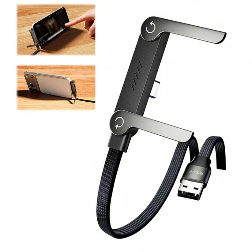 Câble Intelligent 2-en-1 – Charge Rapide & Support Téléphone CI