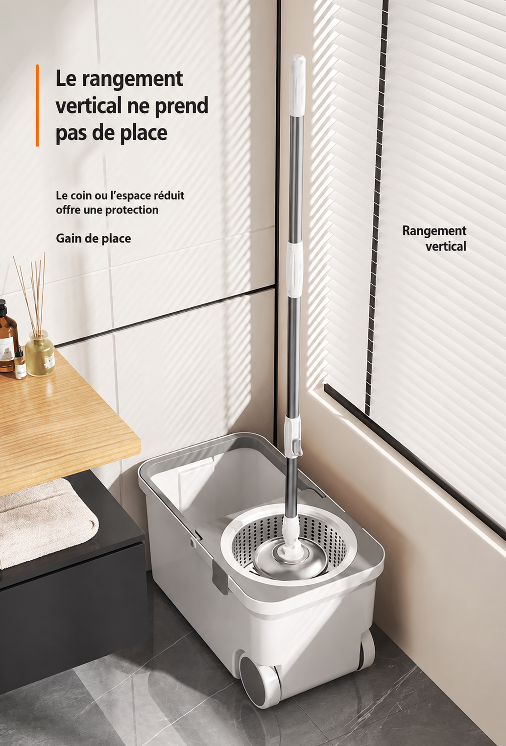 Seau de nettoyage avec serpillière à main