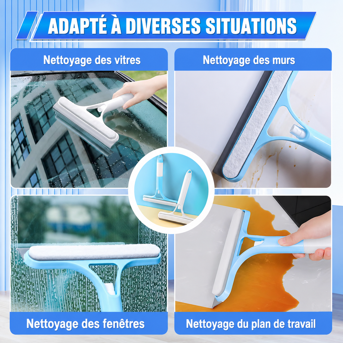 Nettoyeur de Vitres 3-en-1 avec Réservoir Vaporisateur Intégré – Sans Traces