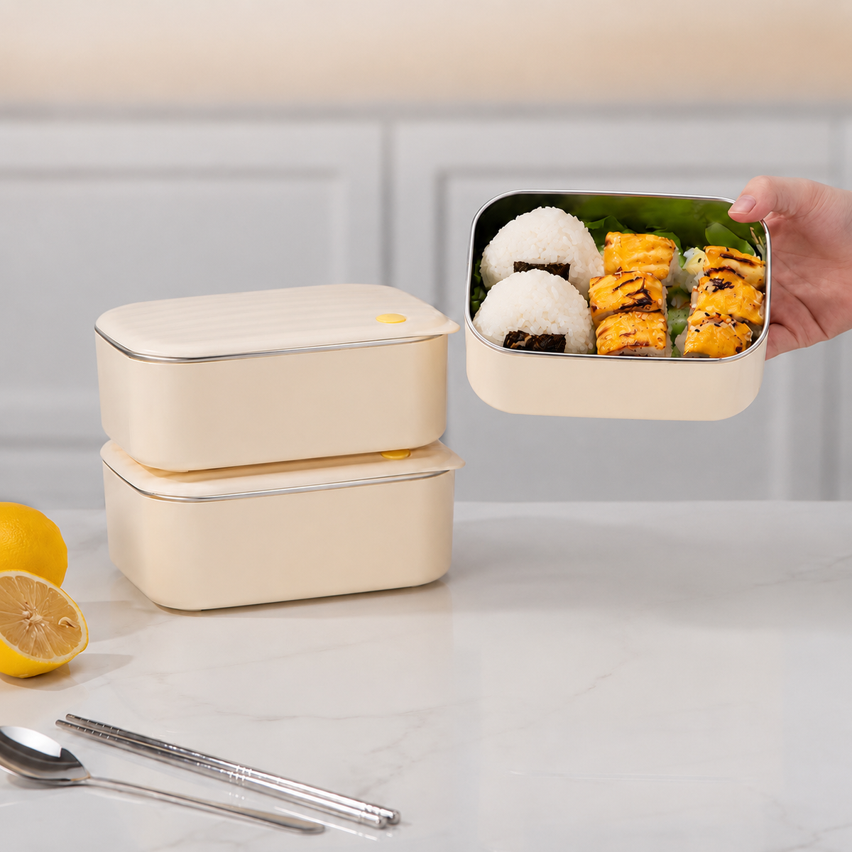 Lunch Box Isotherme 3-en-1 en Acier Inoxydable