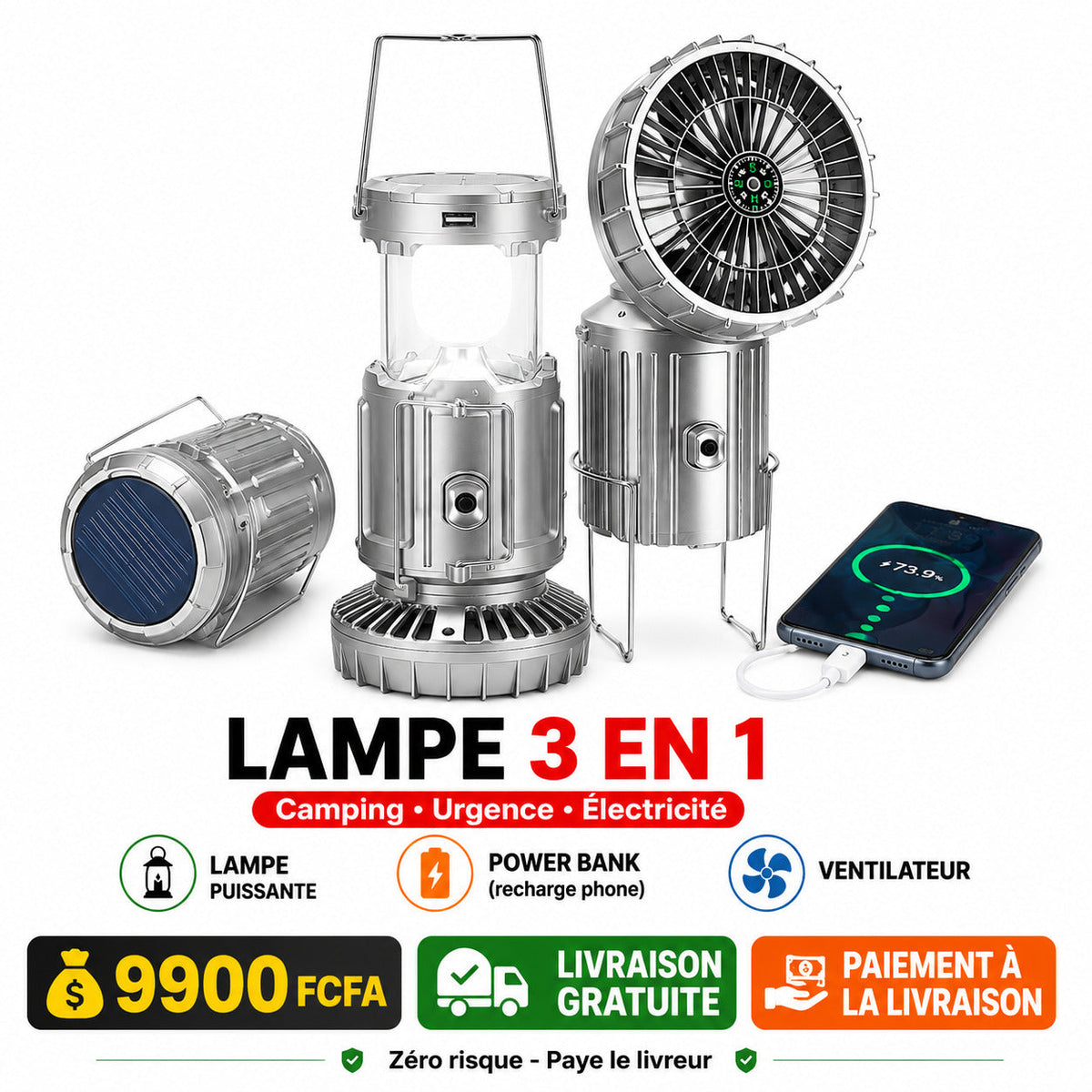 🔦 LAMPE 3 EN 1 - CAMPING • URGENCE • ÉLECTRICITÉ