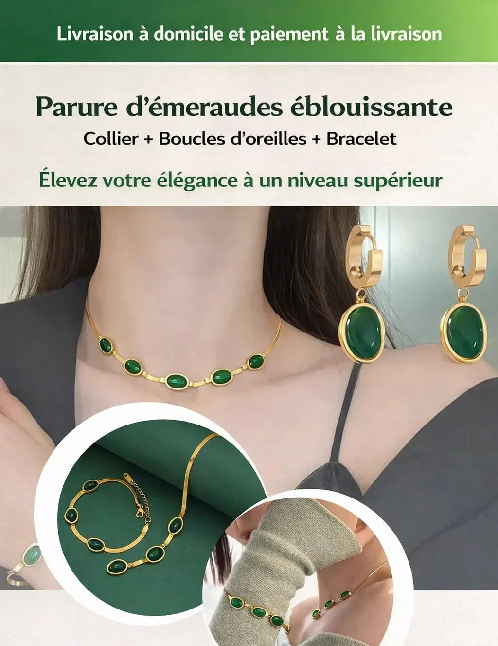 Parure Cristal Vert : Élégance Magnétique qui Captive Tous les Regards !