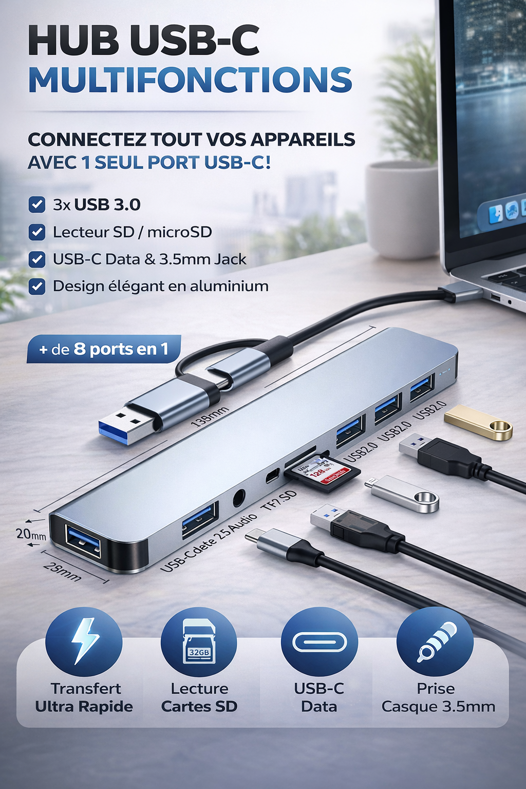 HUB USB-C 8 EN 1