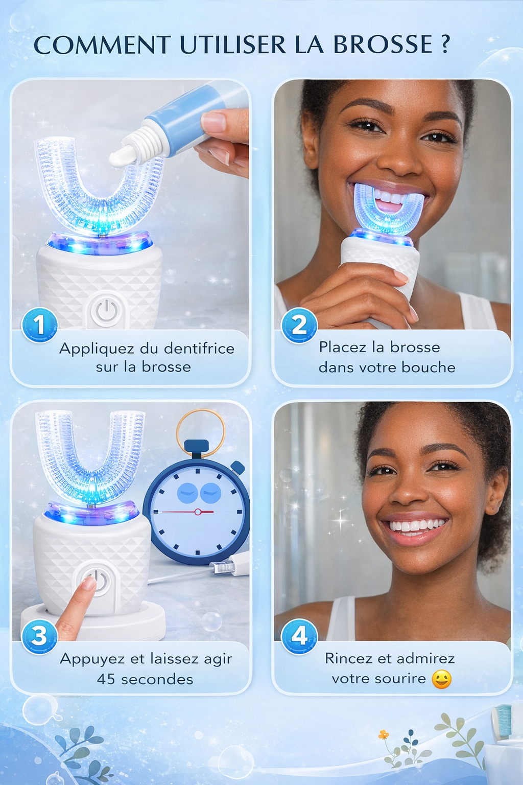 Brosse à dents électrique automatique 360°