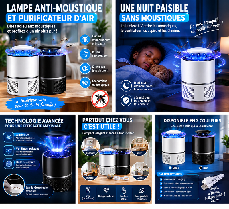 Grande lampe anti-moustiques USB
