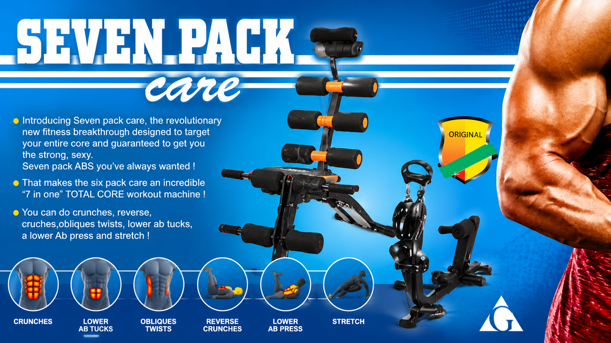 SEVEN PACK CARE: Appareil à multifonction pour un entraînement complet à la maison (modèle avancé et solide du Six Pack Care)