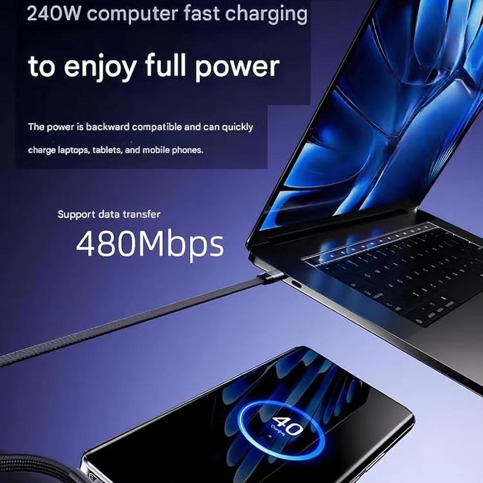 Câble Charge Rapide 240W avec Support Téléphone Intégré (Pliable)