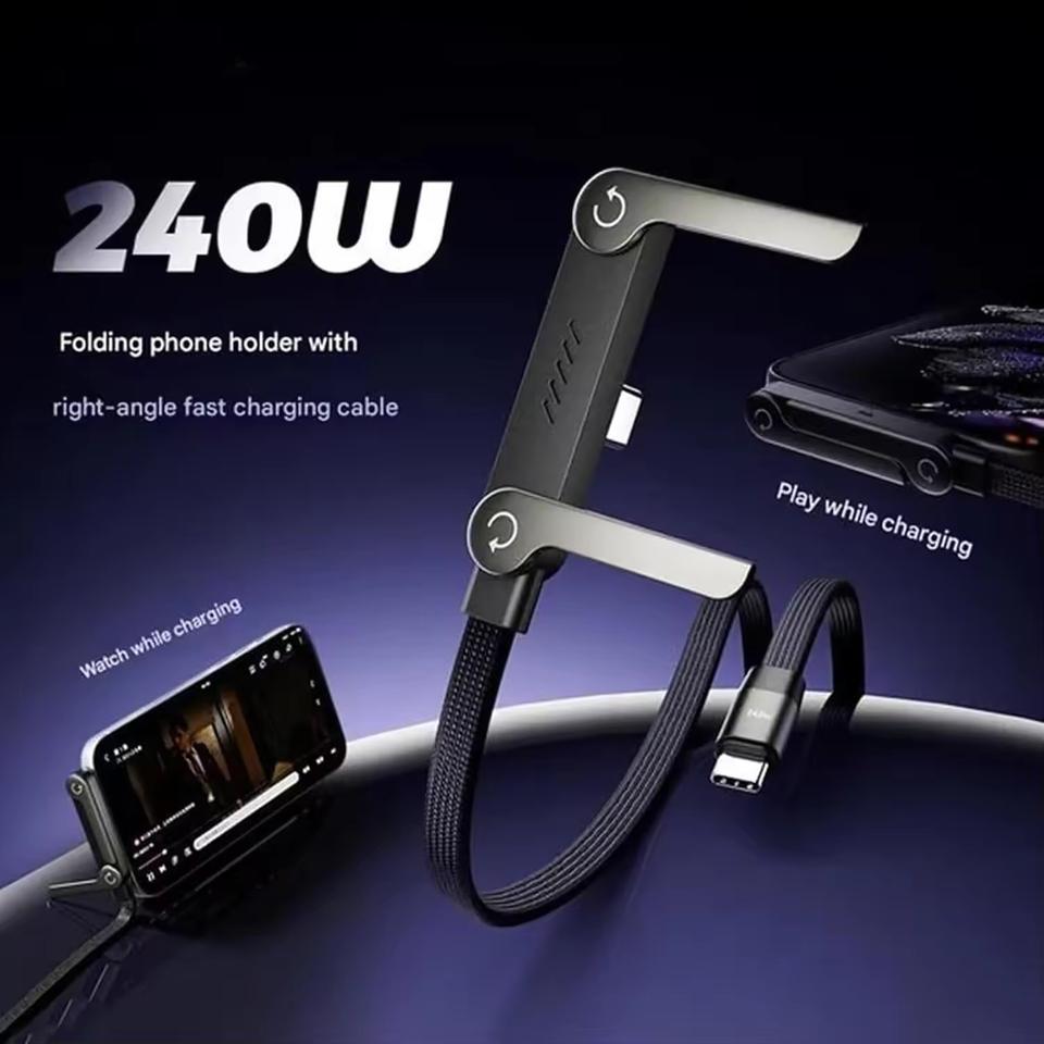 Câble Charge Rapide 240W avec Support Téléphone Intégré (Pliable)
