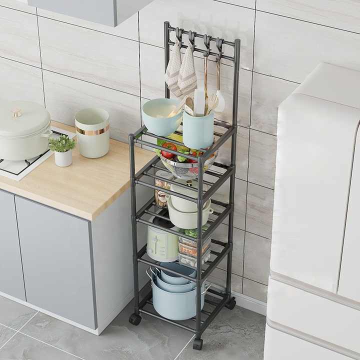 Etagère de rangement avec crochet ustensiles de cuisine organisateur
