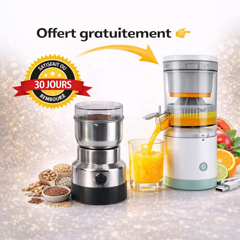 Mixeur à Sec Électrique Multifonction + Extracteur de Jus Rechargeable( Offert Gratuitement)