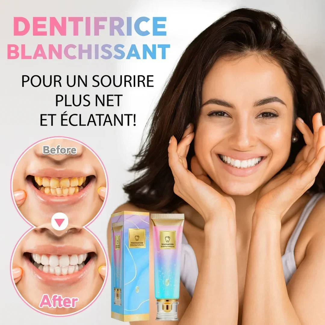 Dentifrice Blanchissant à la Niacinamide – Sourire Éclatant & Blancheur Visible Dès Les Premières Utilisations ✨🦷