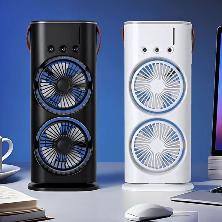 Mini climatiseur rechargeable à double ventilateur