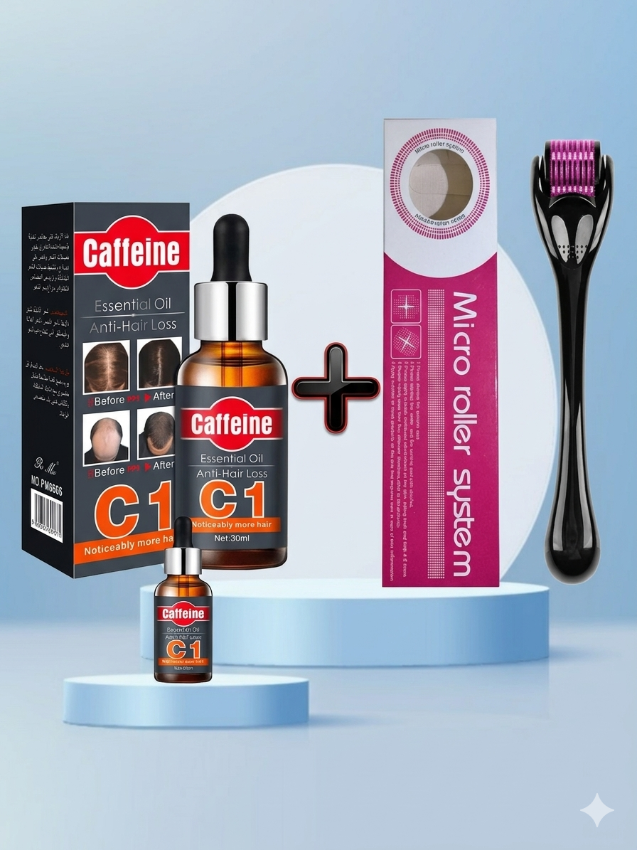 Kit Repousse Cheveux Caffeine C1 + Dermaroller
