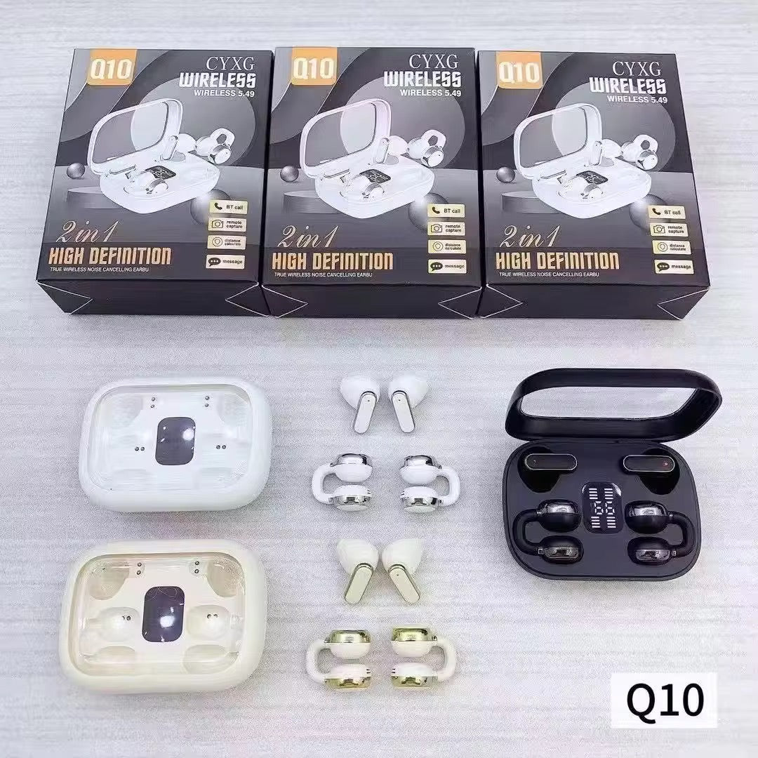 Écouteurs Bluetooth Sans Fil Q10 2 en 1