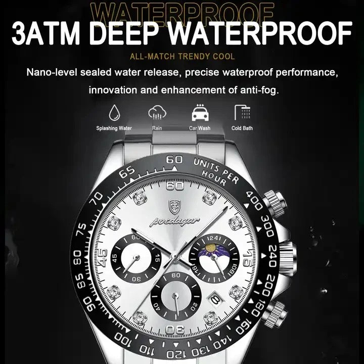 Hot POEDAGAR 629 montre de luxe pour hommes haute lumineuse étanche chronographe montre pour hommes en acier inoxydable hommes montres à Quartz Reloj