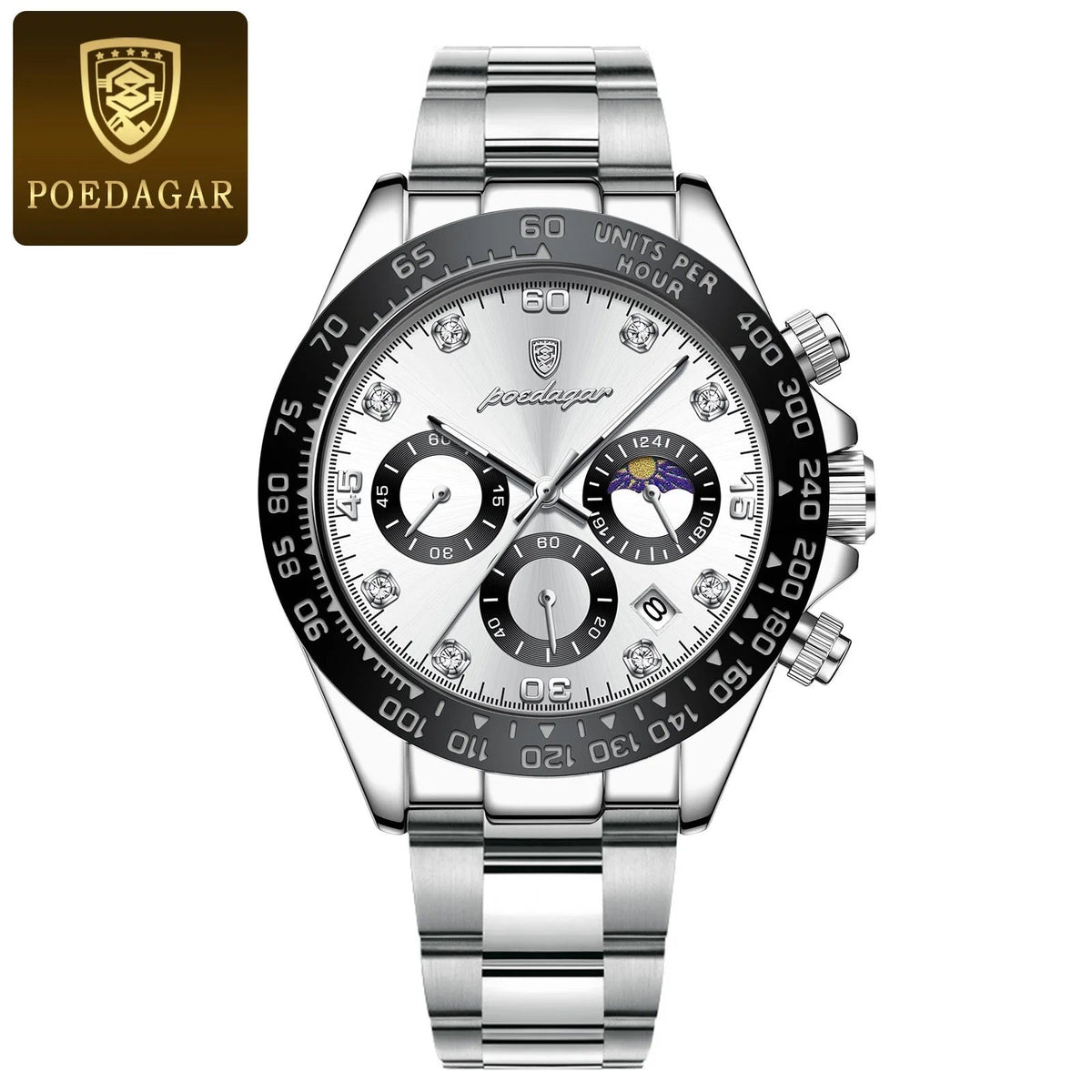 Hot POEDAGAR 629 montre de luxe pour hommes haute lumineuse étanche chronographe montre pour hommes en acier inoxydable hommes montres à Quartz Reloj