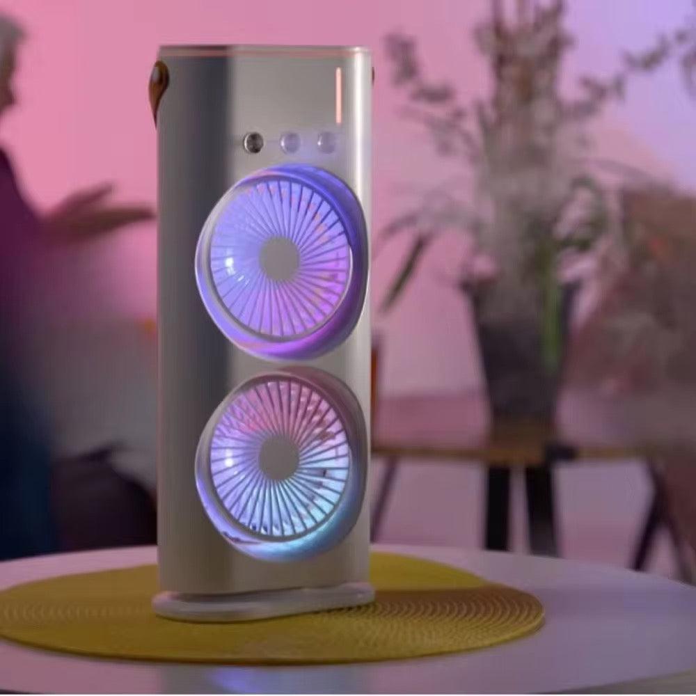 Mini climatiseur rechargeable à double ventilateur