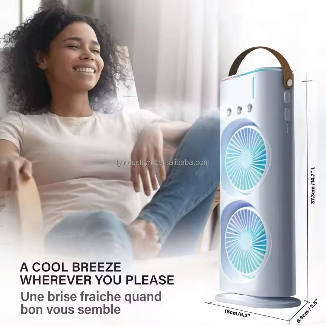 Mini climatiseur rechargeable à double ventilateur