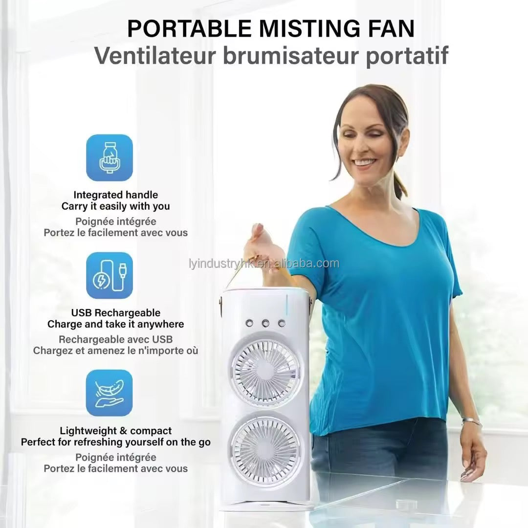 Mini climatiseur rechargeable à double ventilateur