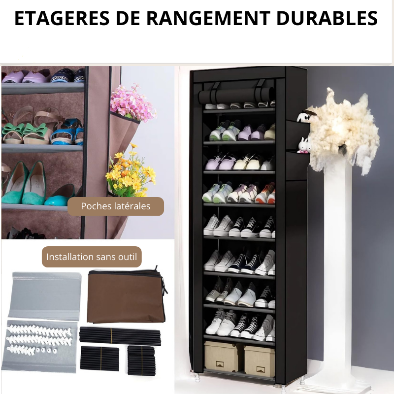 ÉTAGÈRE À CHAUSSURES AVEC PROTECTION ANTI-POUSSIERE