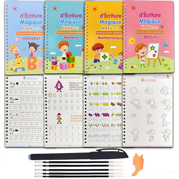Pack de 4 cahiers d'écriture magiques