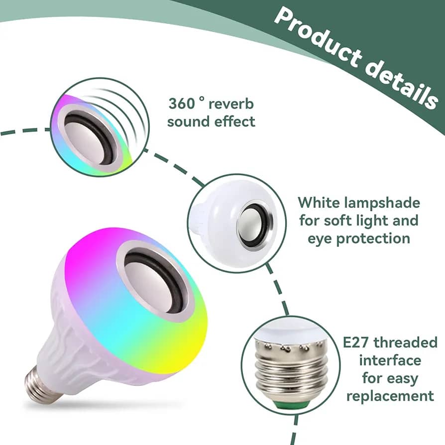 Ampoule LED Avec Haut-Parleur Bluetooth Intégré 2N1