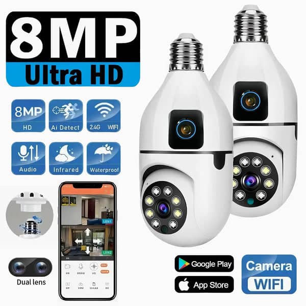 Caméra De Surveillance Double Objectif WIfi 360° Ampoule