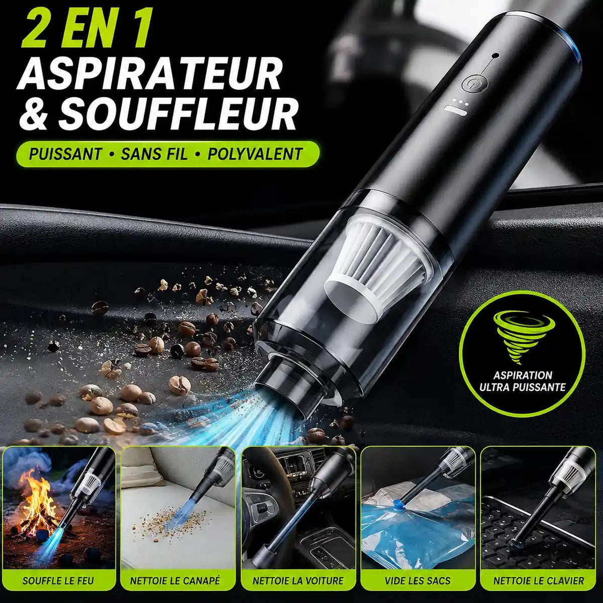 Aspirateur à main sans fil puisance toute-en-un BF