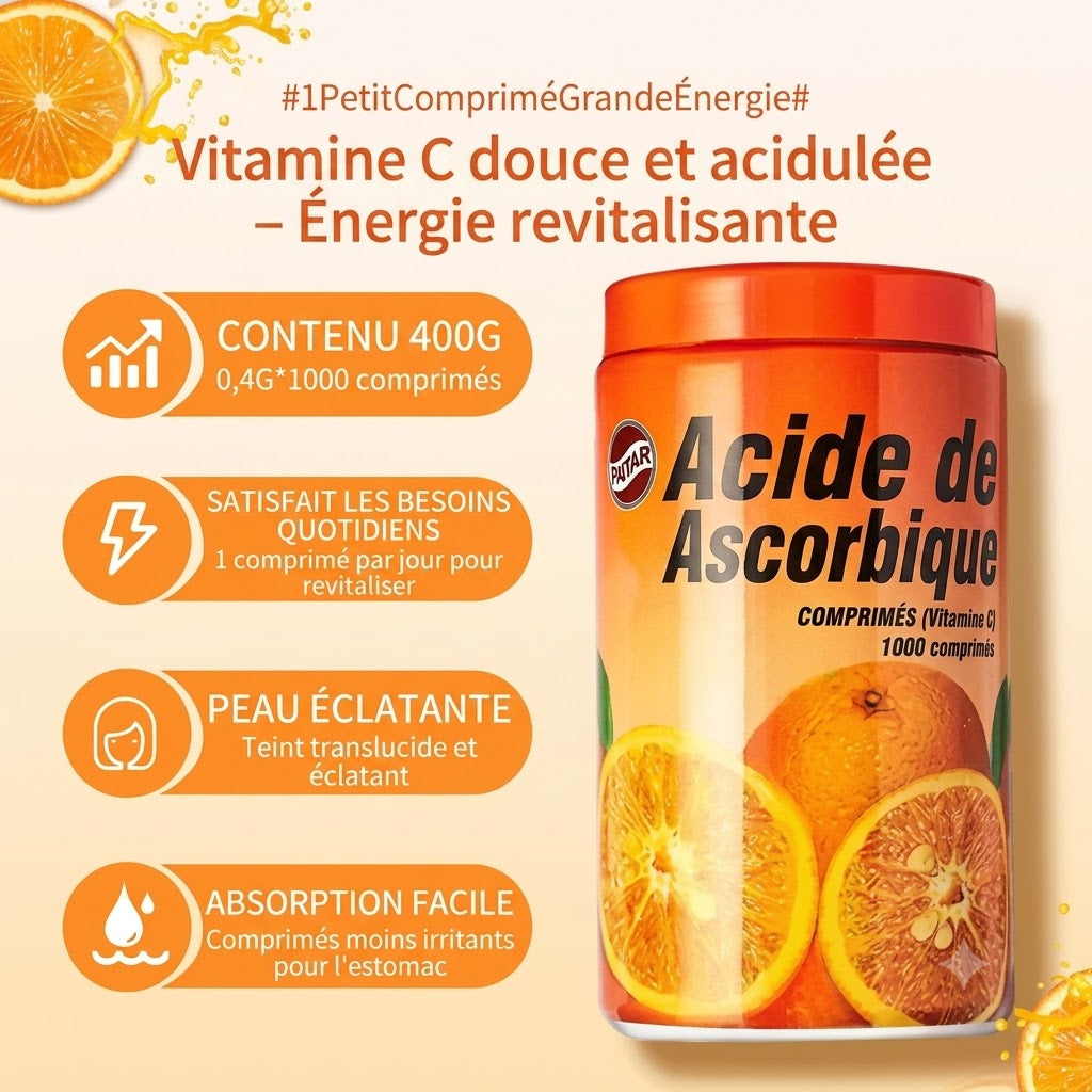 Vitamine C Saveur orange 1000 comprimés (Acide ascorbique)