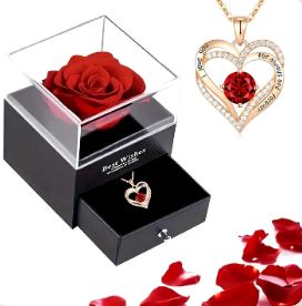 Coffret Rose Éternelle et son Collier d'Amour