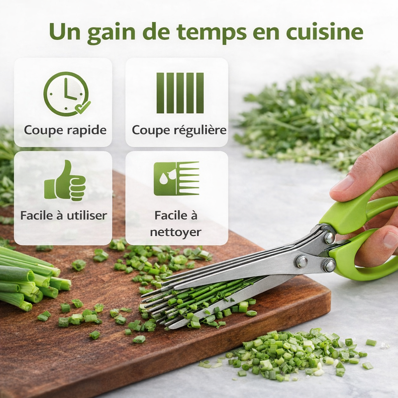 🌿 Ciseaux de Cuisine Multifonction à 5 Lames