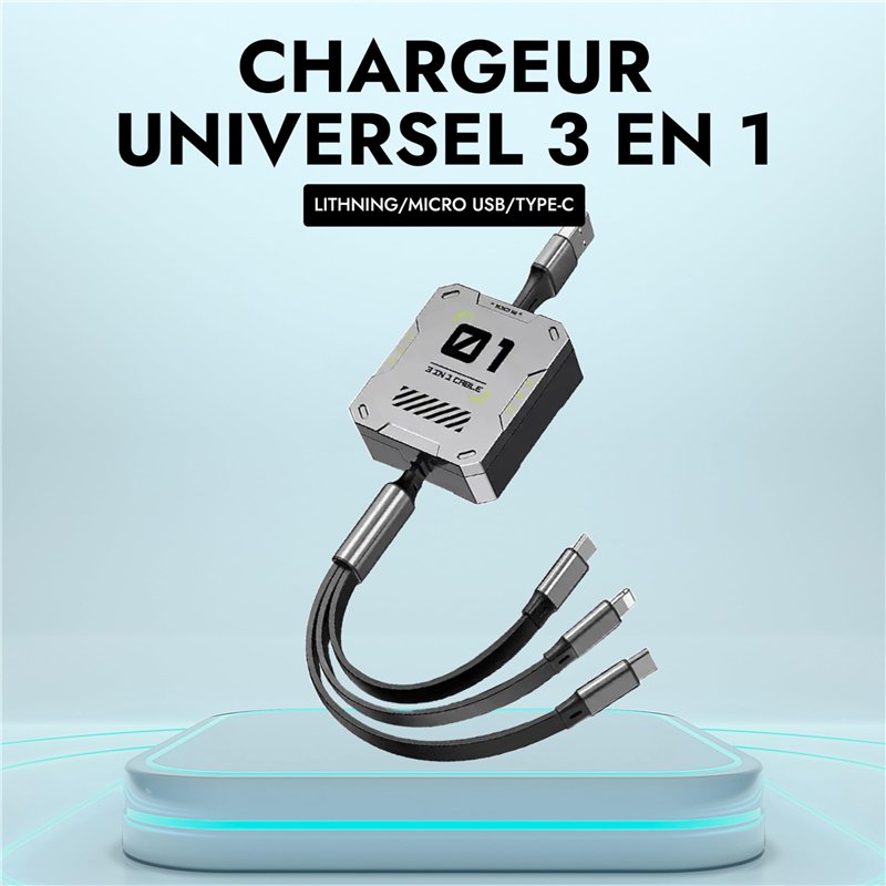 CÂBLE RÉTRACTABLE 3 EN 1