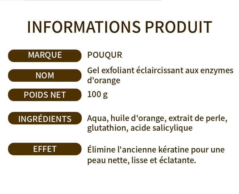 Gel Exfoliant à l'Orange POUQUR – Peau Douce et Nette (100 g)