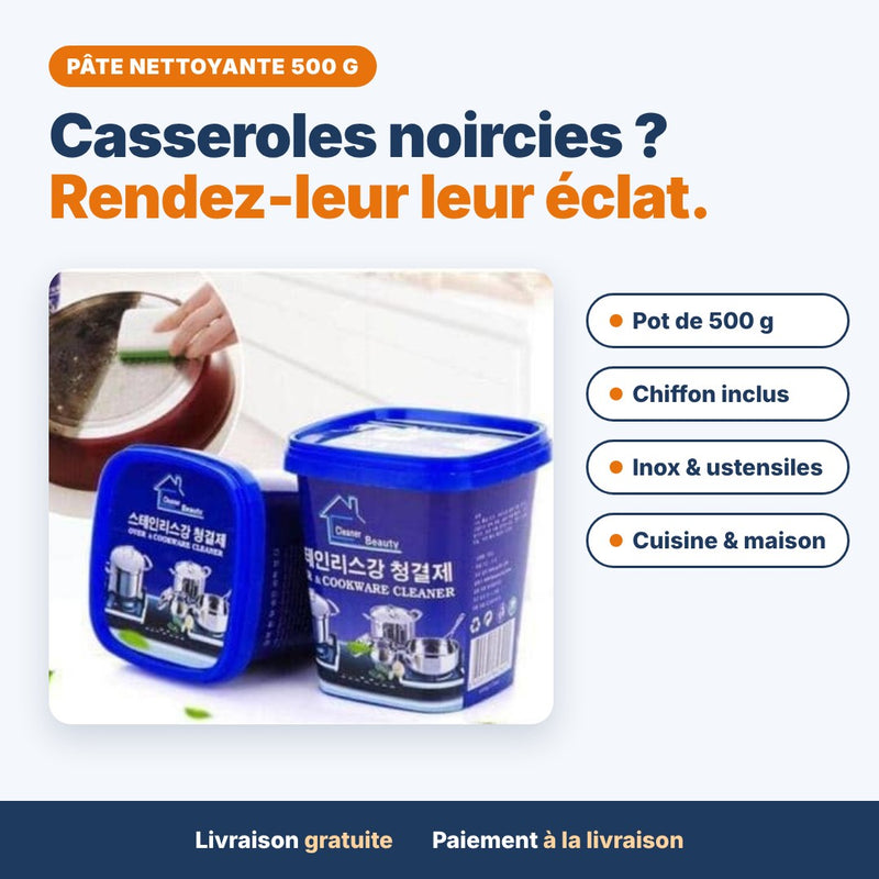 Pâte Nettoyante Inox & Casseroles 500 g + Chiffon
