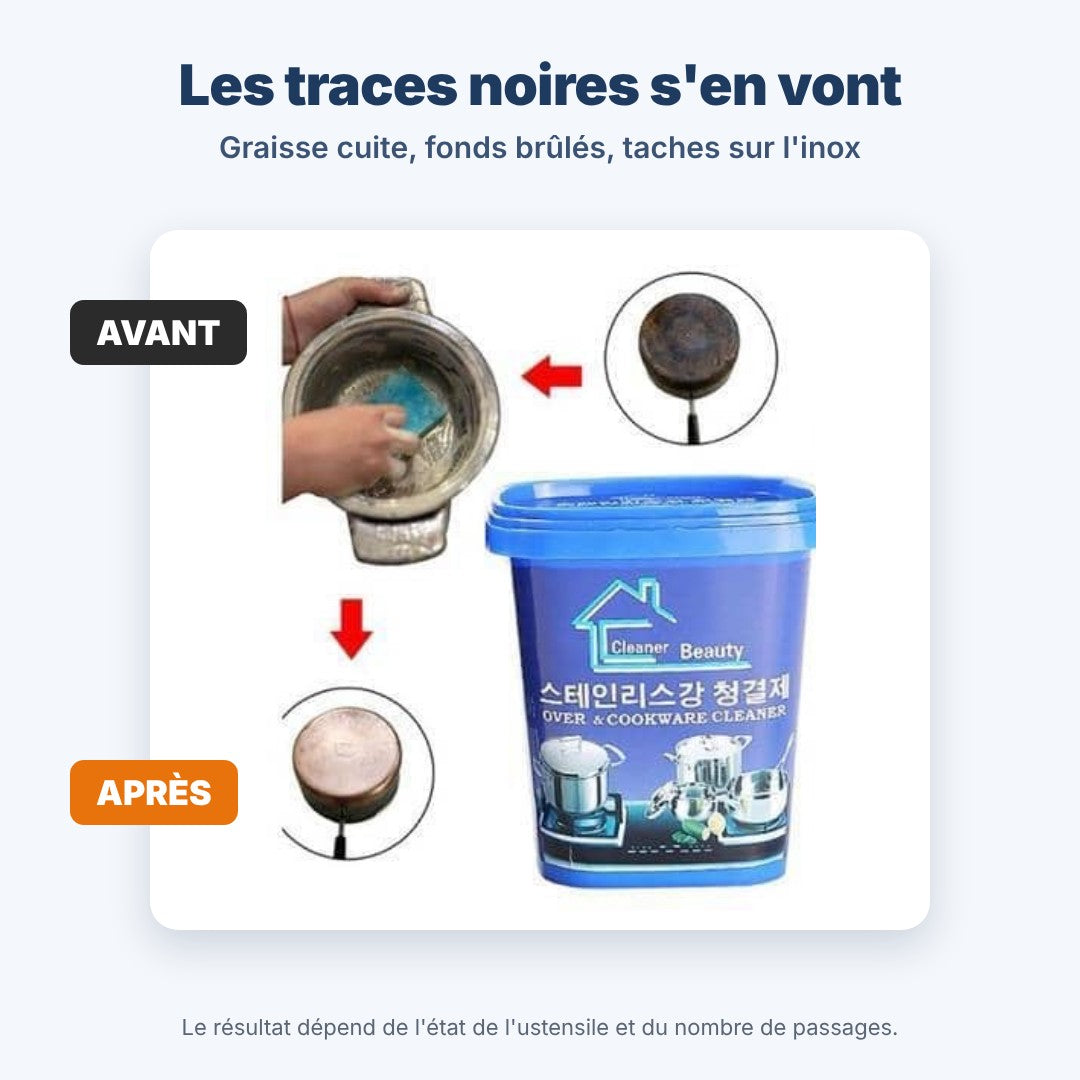 Pâte Nettoyante Inox & Casseroles 500 g + Chiffon