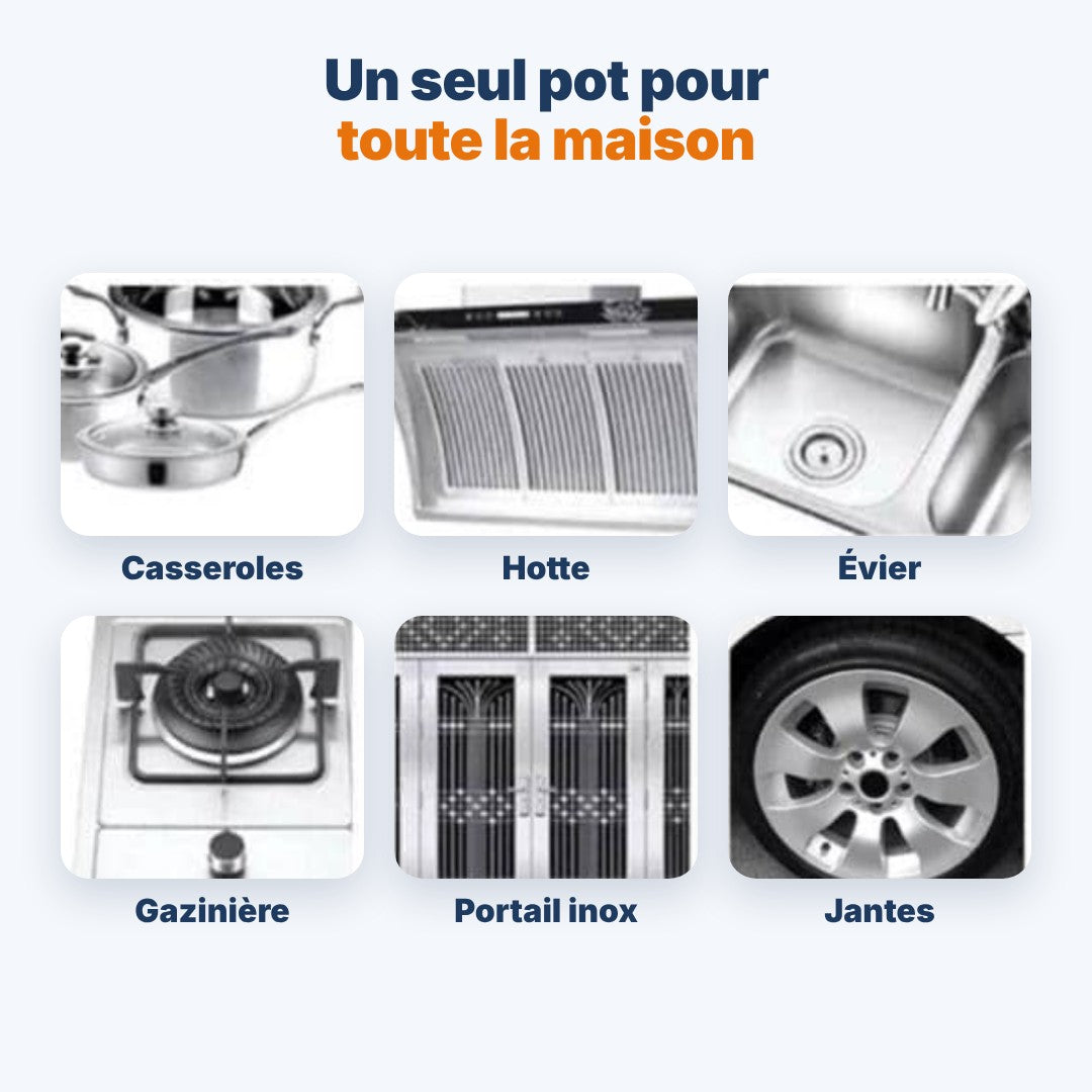 Pâte Nettoyante Inox & Casseroles 500 g + Chiffon
