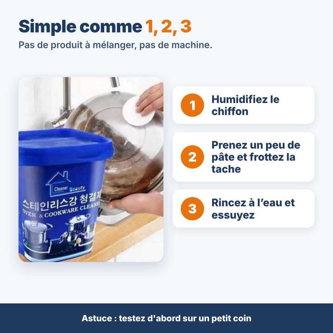 Pâte Nettoyante Inox & Casseroles 500 g + Chiffon