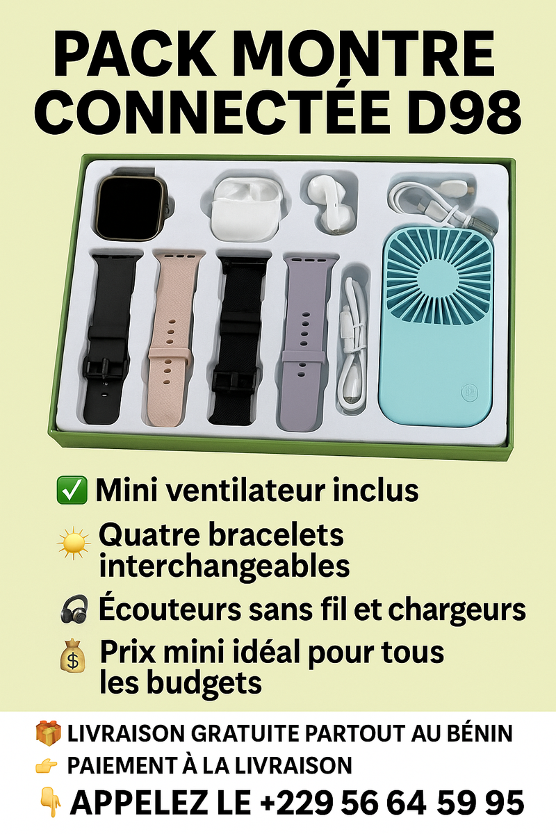 La montre connectée D98 avec son pack ultra complet